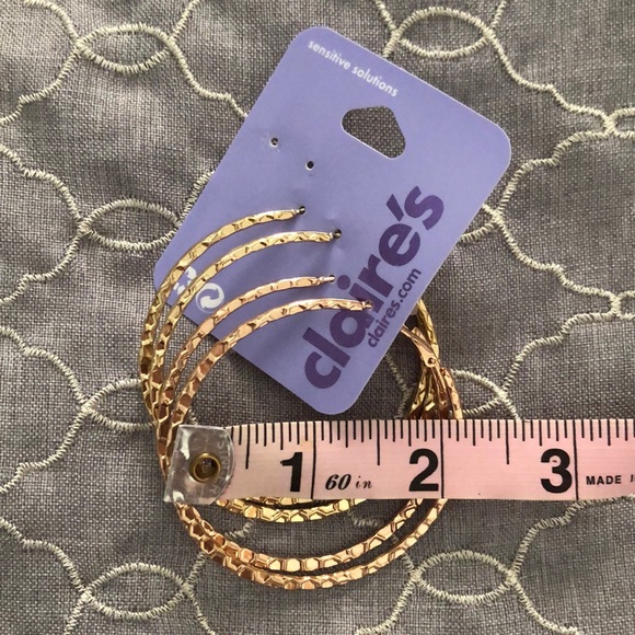 Claire’s Mixed Metal Textured Hoop Earrings - Picture 4 of 4